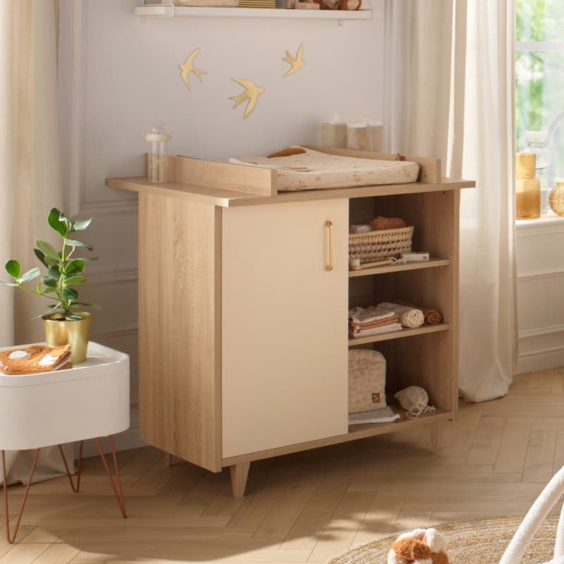 Dispositif a Langer Charlie 15kg Dessus Integral, charlie creme meuble chêne doré — vue 4 sur 4