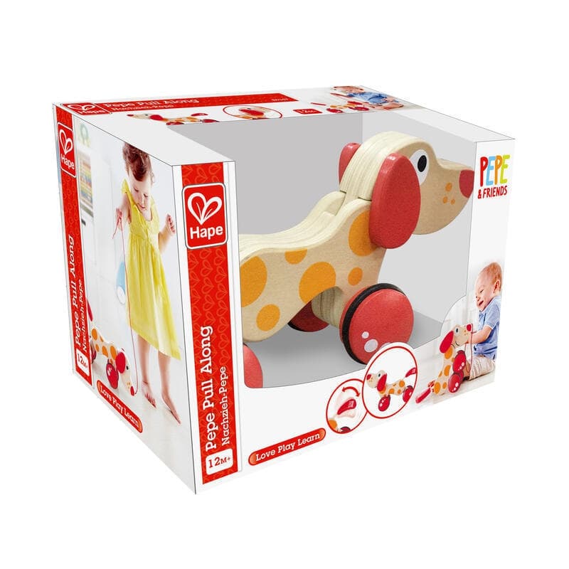 Puppy, jouet ã tirer hape bois et rouge 11 * 9,2 * 16,2 cm e-2023 — vue 5 sur 5