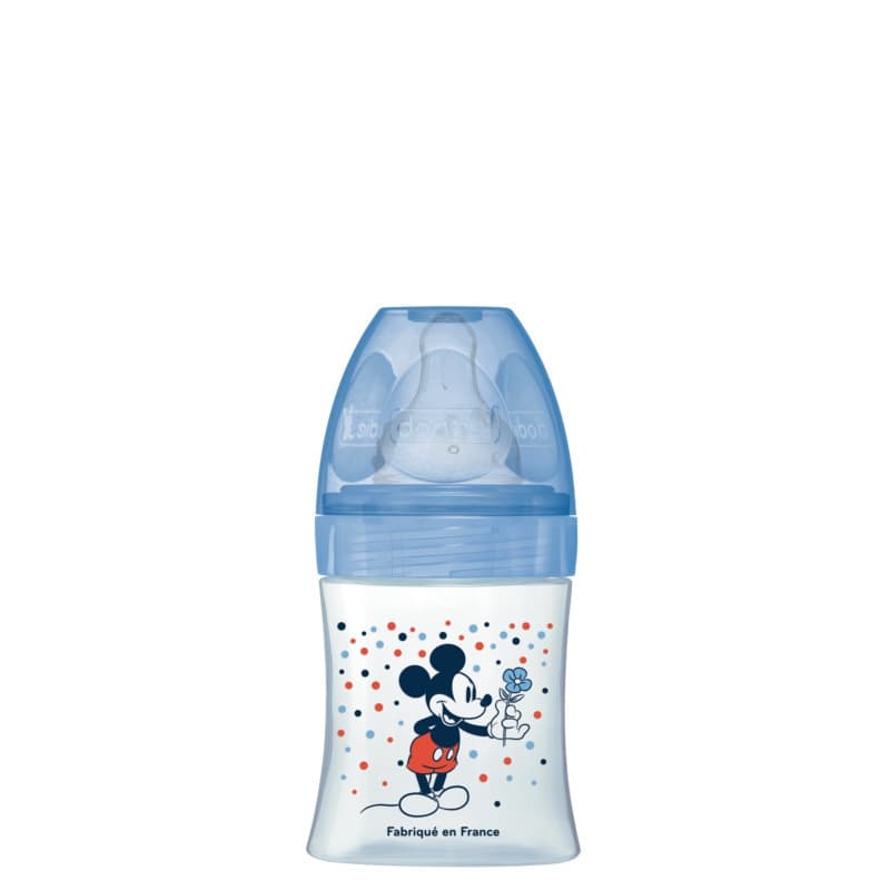 Biberon Initiation+ Anti-colique 150ml Mickey Bleu 0-6 Mois Tetine Ronde 3 Vite