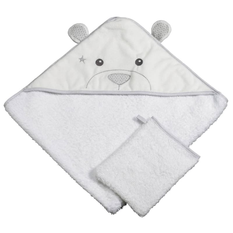 Cape de Bain + Gant Celeste, celeste sauthon babydeco blanc/gris cape 75x75cm