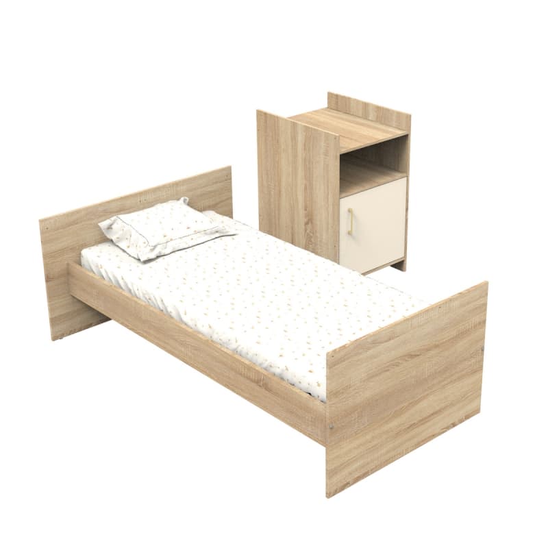 Lit Chambre Evolutif Commode 1 Porte, charlie creme meuble chêne doré - crême — vue 5 sur 5