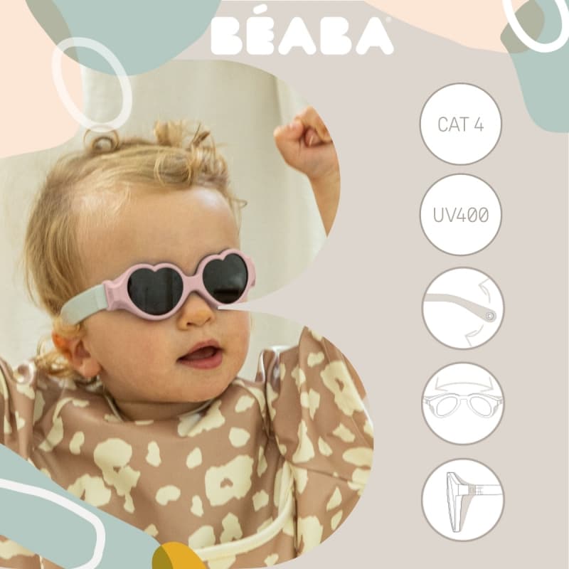 Lunettes de Soleil Bandeau Baby Coeur, lilas 0-9m beaba 2026 — vue 2 sur 5