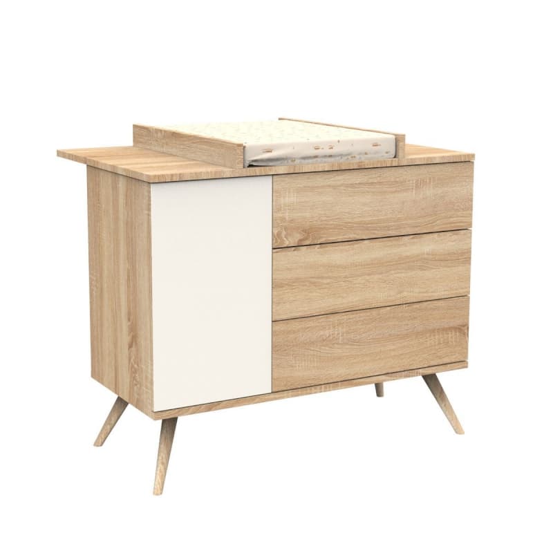 Dispositif a Langer, Dessus Integral, 15kg Joues Bois, seventies meuble chêne doré — vue 3 sur 5