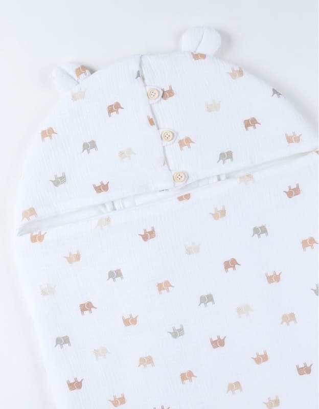 Nid d'Ange Mousseline de Coton, elephants 60cm mix & match noukie 's — vue 4 sur 4