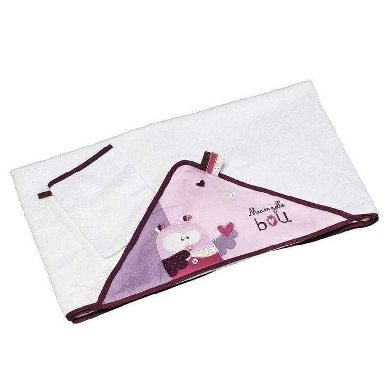 Sortie de Bain Mam'zellebou, 120 x68 cm + 15 x 20,5 cm rose/blanc sauthon baby