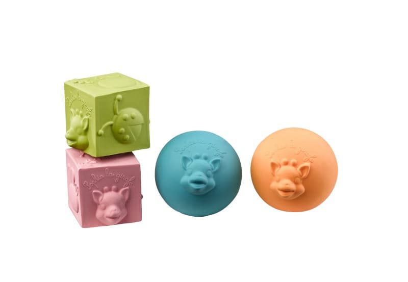 Set 2 Balles & 2 Cubes So'pure, sophie la girafe beige — vue 4 sur 4