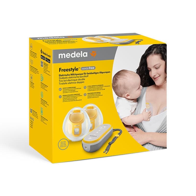 Tire-lait Electrique Double Freestyle Hands Free, gris jaune et transparent medela h-24 — vue 3 sur 4
