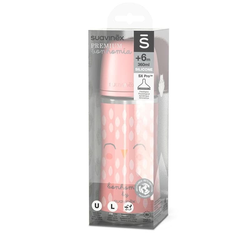 Biberon 360ml Bonhomia Rose, suavinex 2024 — vue 1 sur 2