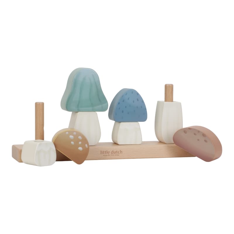 Puzzle Champignons a Empiler Bois Fsc, bleu marron jaune vert blanc m forest friends little dutch — vue 3 sur 3