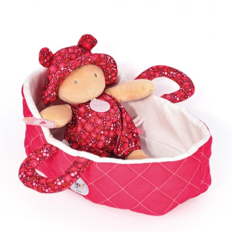 Poupon Couffin Matelasse Maelle, framboise 20cm jolijou explore jolijou a-24 h-24