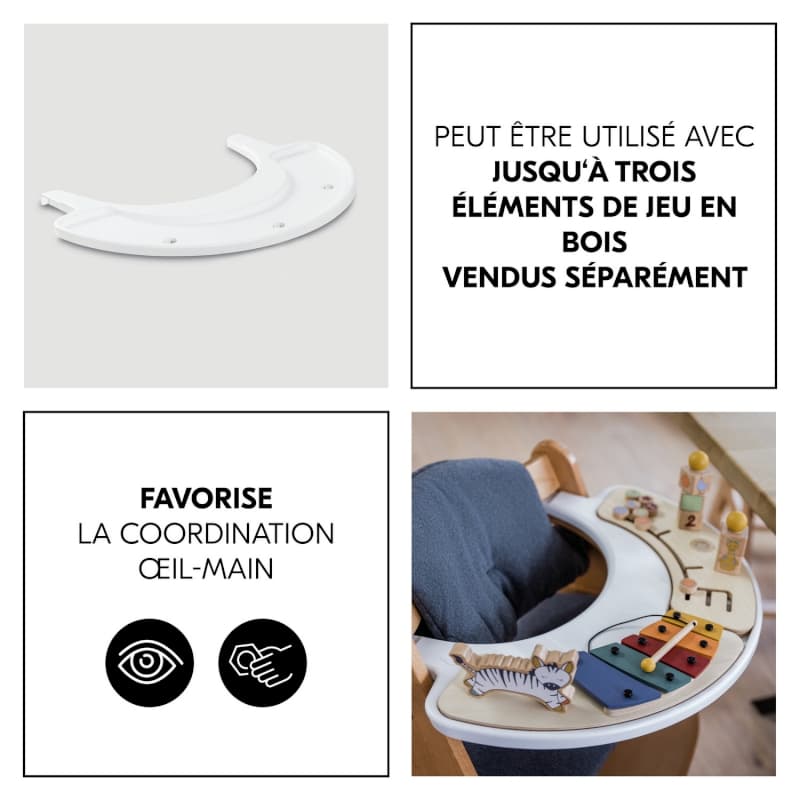Alpha Play Tray White, jouets de chaise haute en bois - p-24 e-24 — vue 4 sur 5