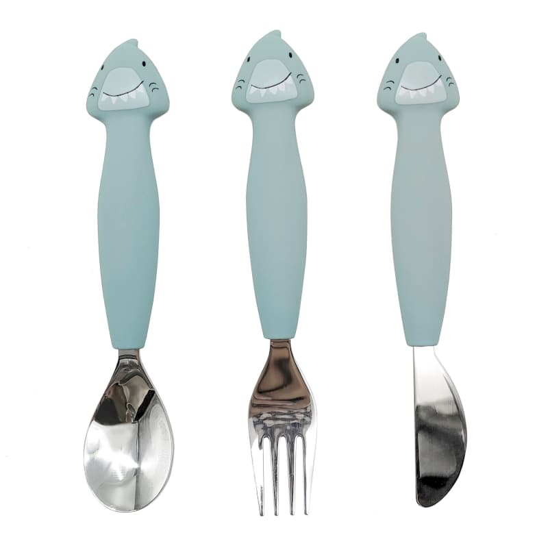 Couverts 3 Pcs en Silicone, bleu mr. shark trixie 25/01