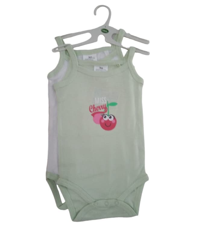 2 Bodys Bretelle 0-24m Vert et — vue 2 sur 2