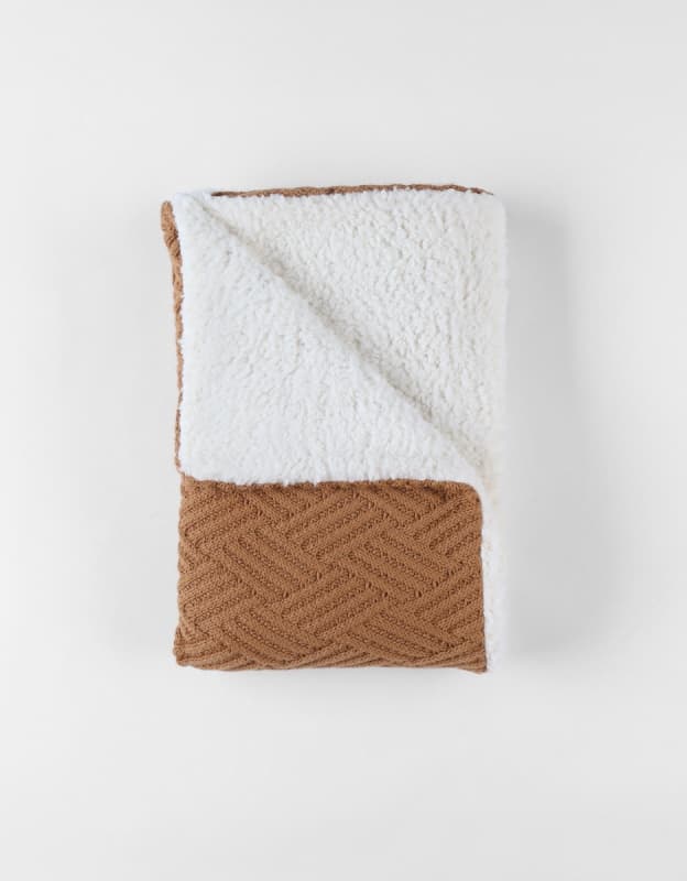 M&m24 Couverture Tricot Sweet Caramel avec Sherpa 75x100, marron 75x100 cm mix & match noukies permanent — vue 3 sur 4