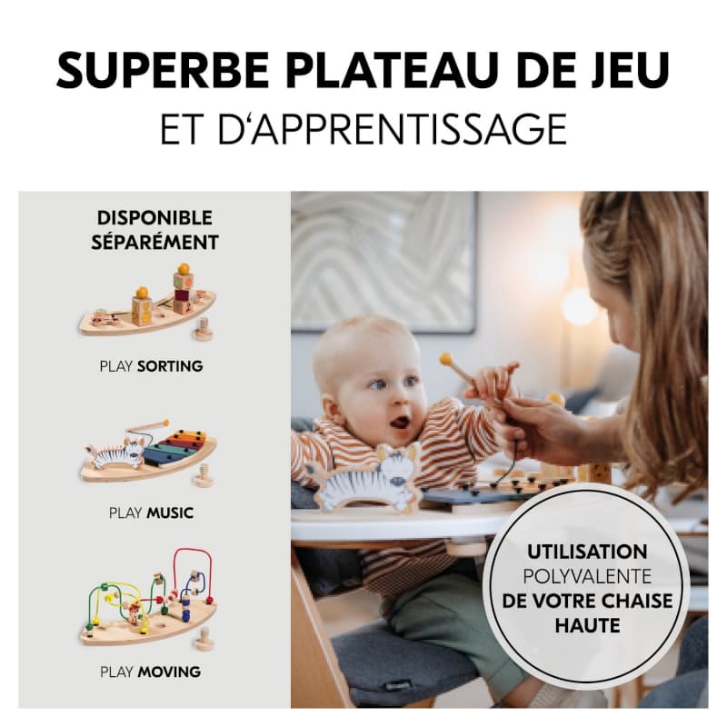 Alpha Play Tray White, jouets de chaise haute en bois - p-24 e-24 — vue 3 sur 5