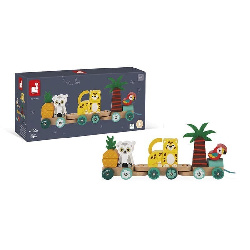 Train Tropical a Tirer, jouets d'eveil janod 2022 — vue 2 sur 4