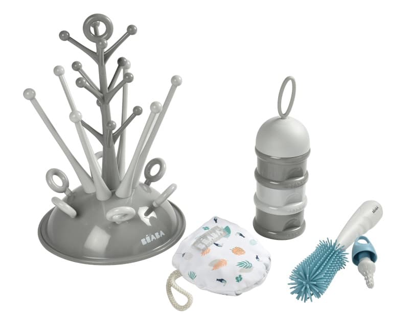 Coffret Naissance Egouttoir Bavoir Boite Doseuse Goupillon, beaba coloris assortis per — vue 1 sur 4