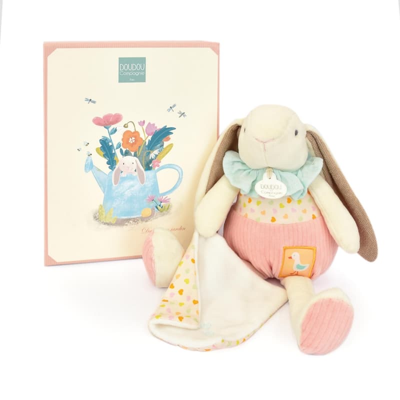 Lapin Ciboulette Pantin avec Doudou, rose 28cm doudou sensoriel doudou et compagnie a-24 h-24 — vue 3 sur 3