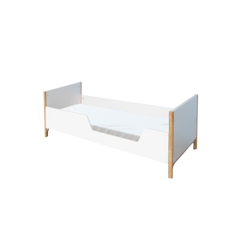 Oceane Lit 70 X 140 Cm Evolutif Pieds et Barreaux en Canne Rotin, théo neige — vue 2 sur 3