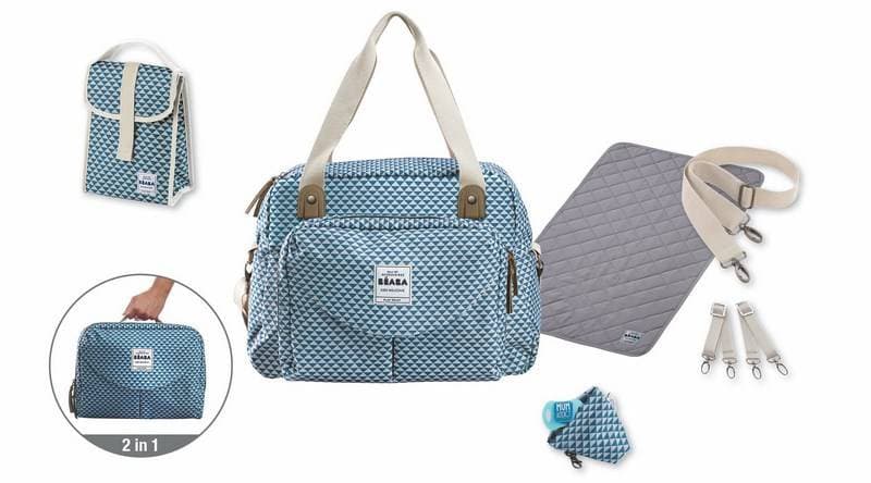 Sac a Langer Geneve 2 Play Print Bleu, beaba beaba — vue 3 sur 5