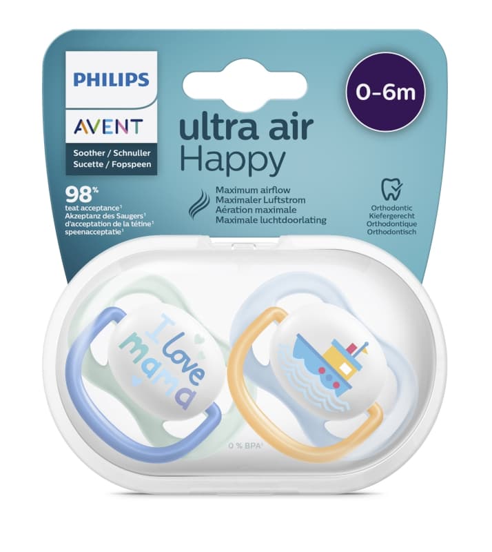 Scf080/01 Sucettes Air 0-6 Boy Love, philips avent 5 x 10,8 x 12,6 — vue 3 sur 3