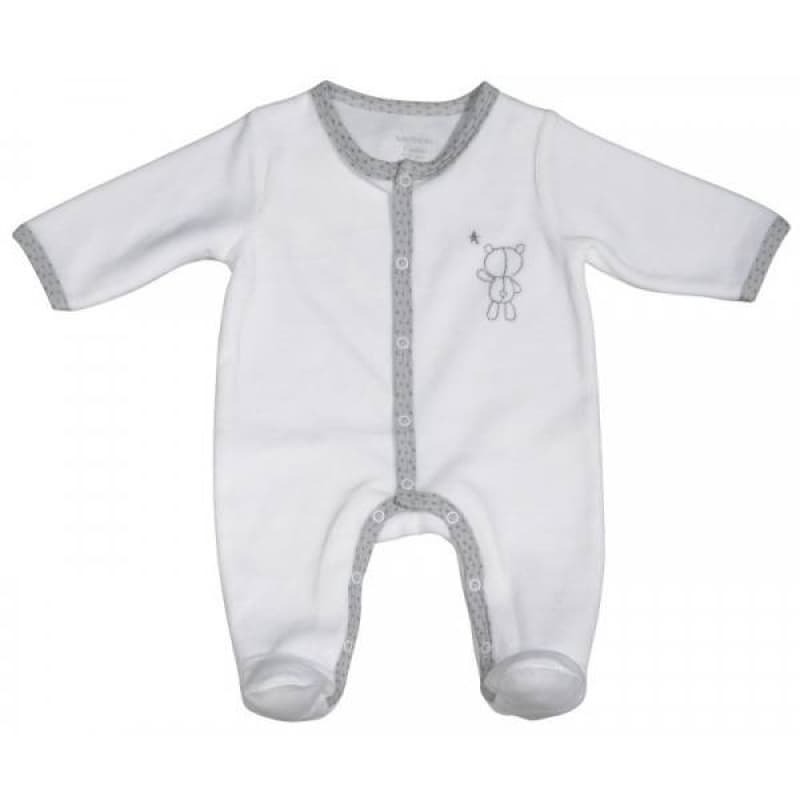 Pyjama Velours Celeste, celeste sauthon babywear blanc/gris clair 3 mois p — vue 2 sur 3