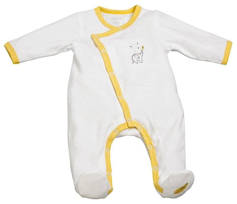 Pyjama Velours Babyfan, babyfan sauthon babywear blanc/jaune naissance per — vue 2 sur 3