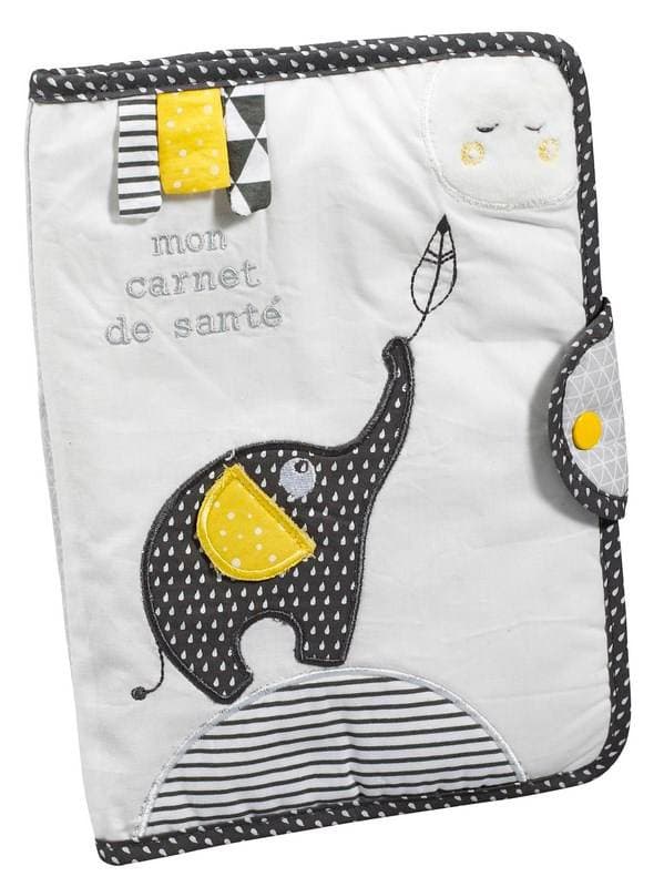 Protege Carnet de Sante Babyfan, babyfan sauthon baby deco blanc/gris 17 x 25 cm pe