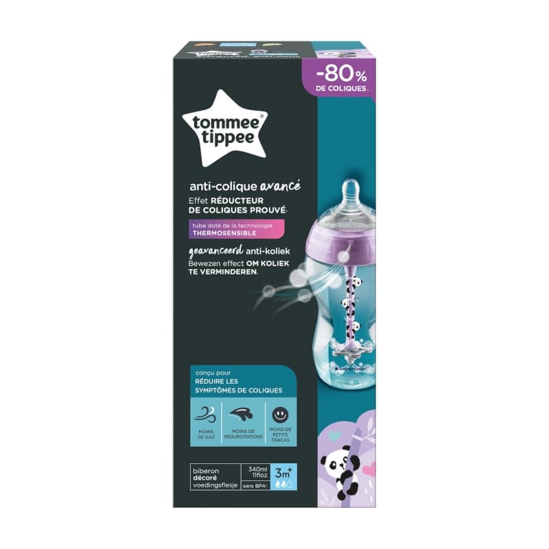 Biberon Aac 340ml X1 Decore Violet, pippo le panda tommee tippee multicolore — vue 1 sur 3