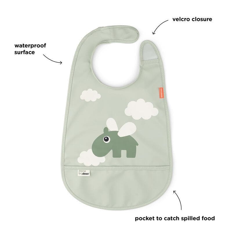 Bavoir Velcro Happy Clouds, vert done by deer news feb 2023 — vue 3 sur 3