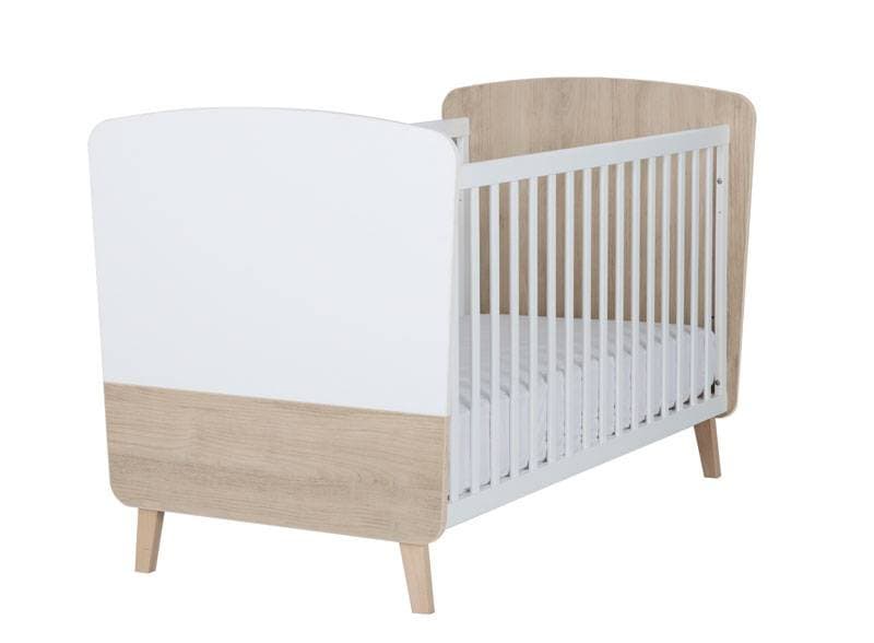 Zelie Bois Blanc Imprime Lit Bebe 70x140, chataigner naturel et blanc galipette zelie 43282 — vue 2 sur 2