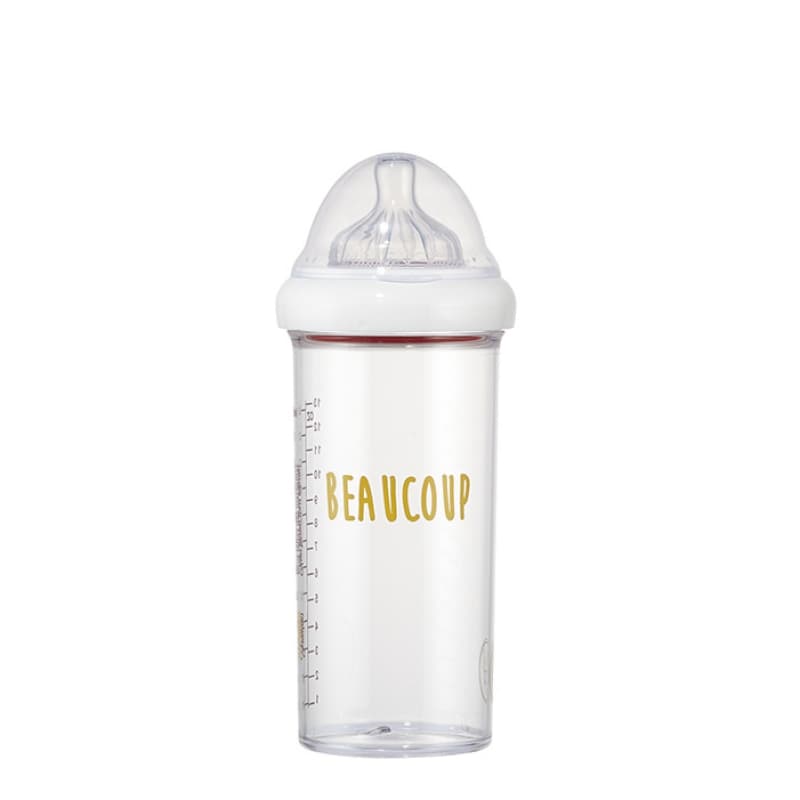 360ml Beaucoup, le biberon français transparent 8,5x8,5x24 per — vue 1 sur 2