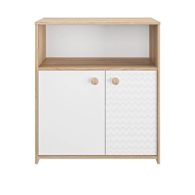 Commode 2 Portes, chene sonoma et uni blanc galipette intimi 06-18- — vue 1 sur 2