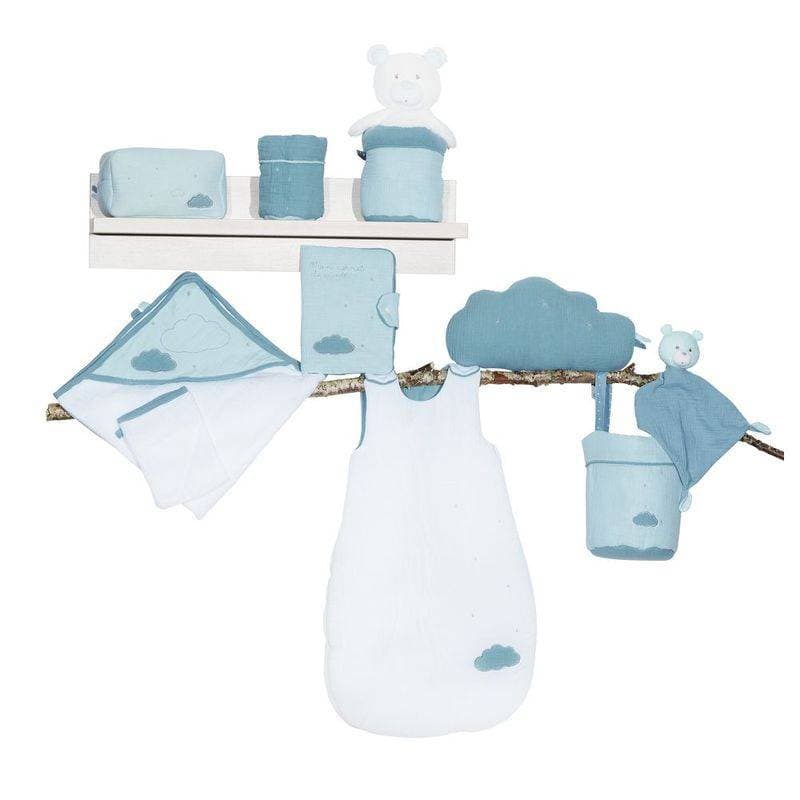 Cape de Bain Plus Gant Mint Lily Mint, lily mint sauthon baby deco mint - blanc - vert li — vue 1 sur 2
