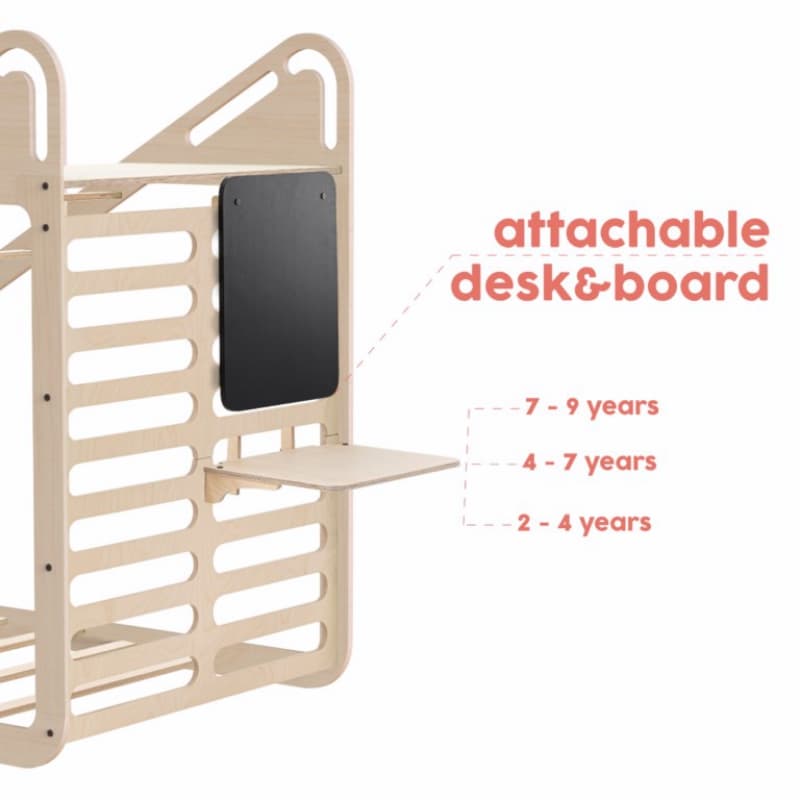 Balancoire + Tableau + Table pour Lit Montessori, mamatoyz natural color table : 93x60x1,5 cm board: 50x40x7,3 cm swing: 82,2x5 — vue 1 sur 2