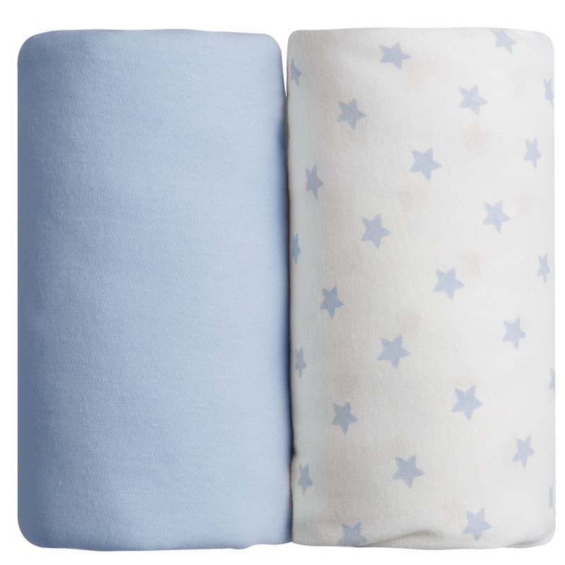 Lot de 2 Draps Housse Imprime Etoile Bleue + Uni B, babycalin — vue 2 sur 2