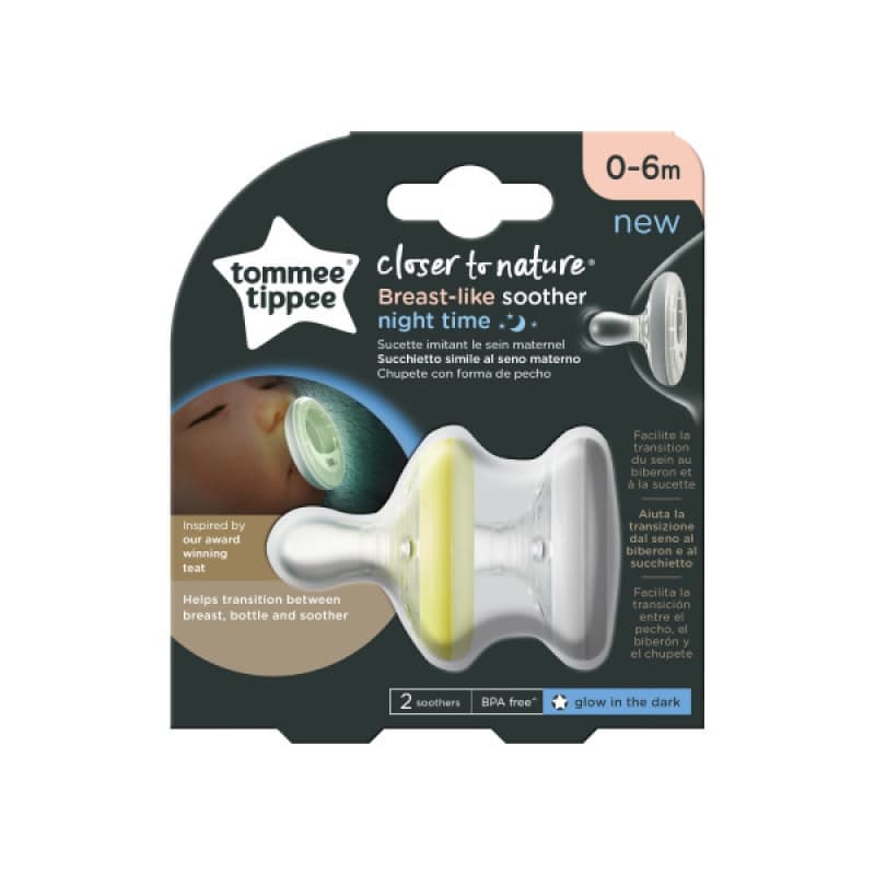 Sucette Ctn - Forme Naturelle Nuit X2 0-6 Mois, tommee tippee multicolore — vue 2 sur 2