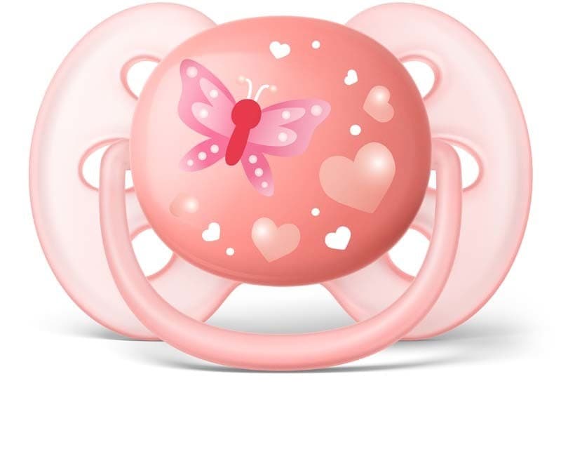 2 Sucette Ultra Douce - 6-18 Mois Fille- Rose - Papillon/coeur — vue 2 sur 3