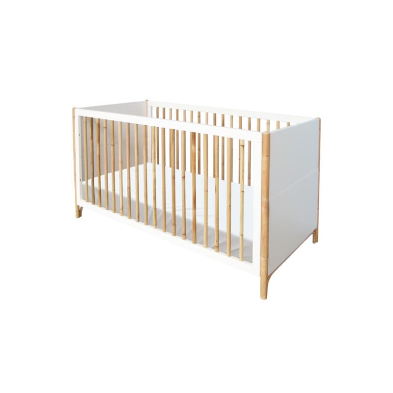 Oceane Lit 70 X 140 Cm Evolutif Pieds et Barreaux en Canne Rotin, théo neige — vue 3 sur 3