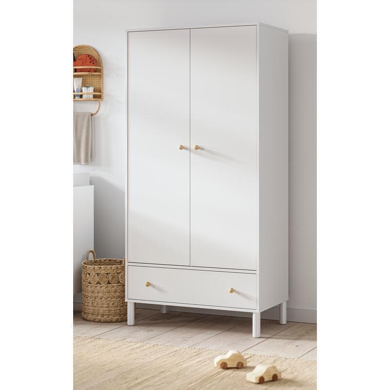 Armoire Tela Blanc/bois, tela 90x50x185 — vue 2 sur 4