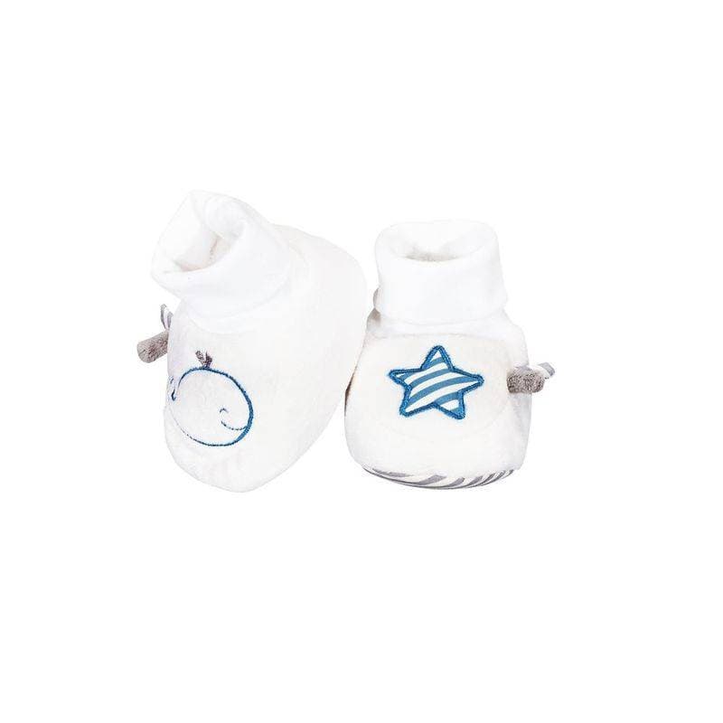 Chaussons 0/6mois Blue Baleine, blue baleine sauthon baby deco blanc - bleu - gris — vue 3 sur 3