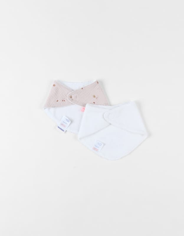 B&m Set 2 Bavoirs Bandana Eponge & Mousseline - Bali, Colombes du Bonheur, beige bali, moka & snow noukies permanent — vue 2 sur 3