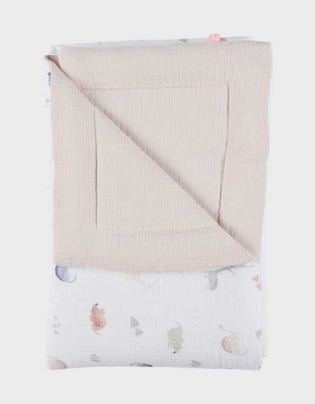 Couverture Mousseline Bio - Dino, ecru beige 75x100cm m&m 2026 noukie's — vue 3 sur 4