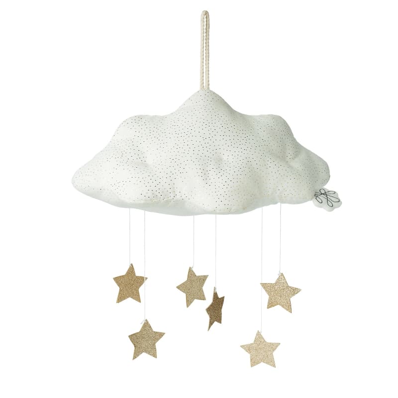 Mobile Nuage avec Etoiles Blanc, picca loulou blanc per