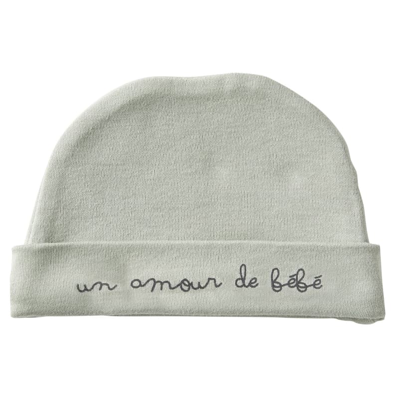 Bonnet Double Coton, vert de gris naissance un amour de bebe bb&co 03-24