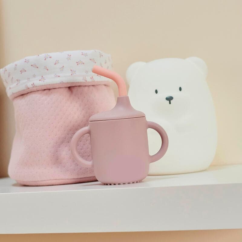 Gobelet avec Paille Rose, silicon