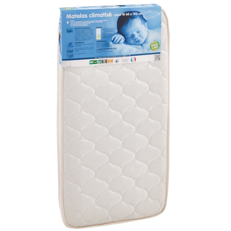Matelas Lit Climatise - 24kg/m3 (1), été/hiver babycalin blanc 60x120x10 2021