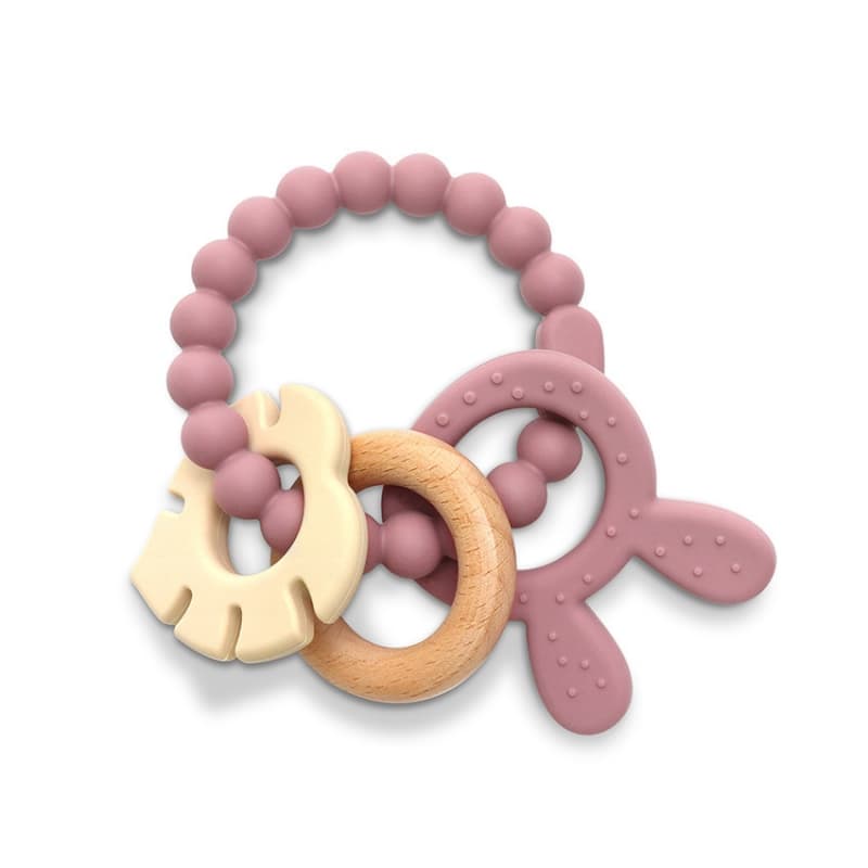 Anneau de Dentition Silicone + Hetre+ Lapin, rose lorelli 25/03 — vue 1 sur 2