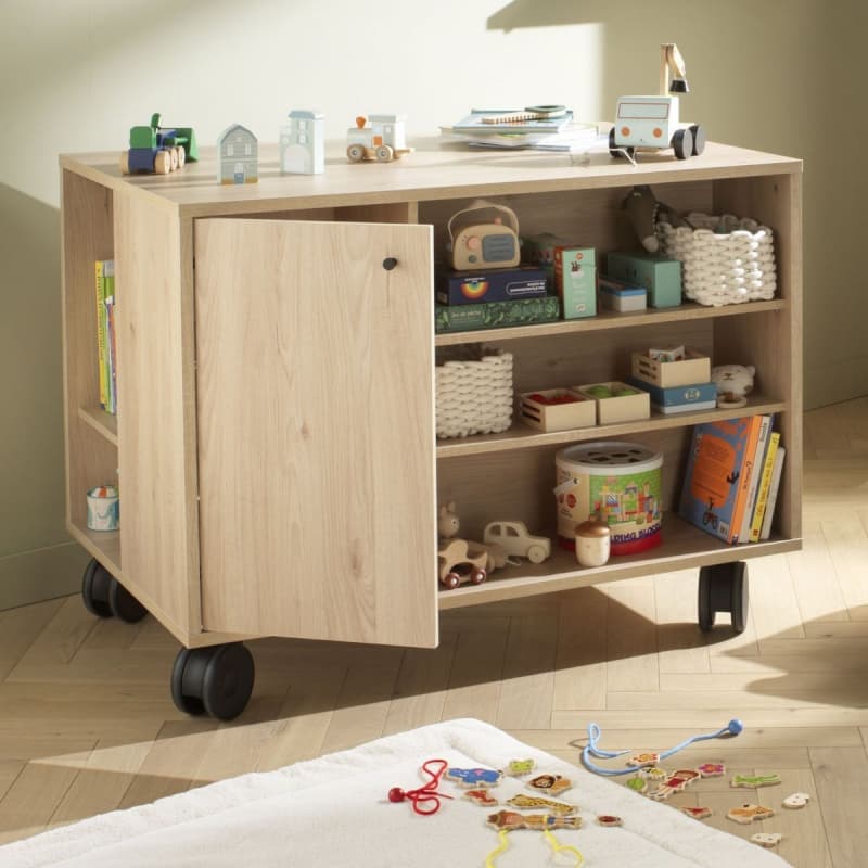 Kit 4 Roulettes Noires pour Commode Ilot, chene suave ilot bebe sauthon — vue 3 sur 4