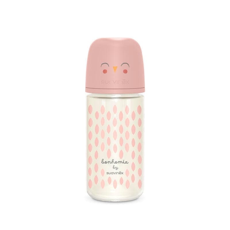 Biberon Verre 240ml Bonhomia Rose, suavinex 2024 — vue 1 sur 2